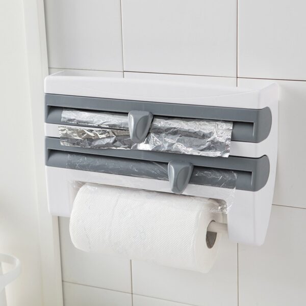 4-In-1 Kitchen Roll Holder Dispenser Kitchen Foil Film Wrap Tissue Paper 4 IN 1 Kitchen Roll Holder Dispenser - Image 6