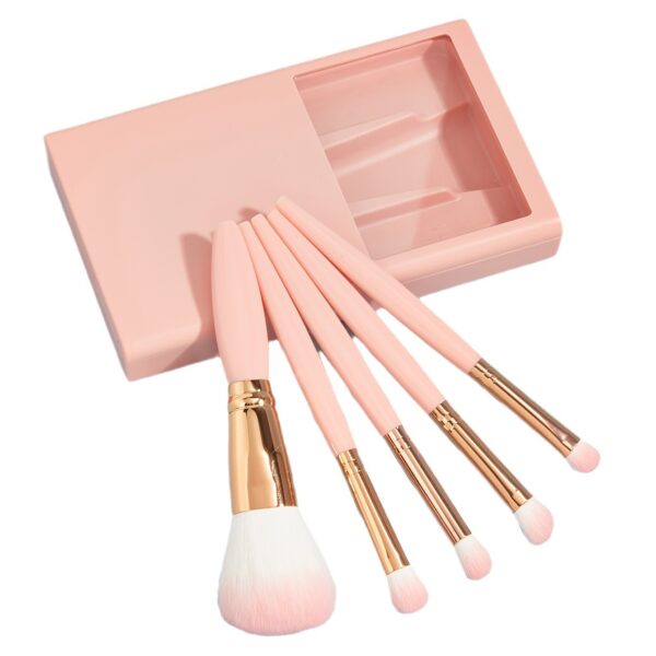 5 PCs Makeup Brushes With Mirror Travel Set - Image 5